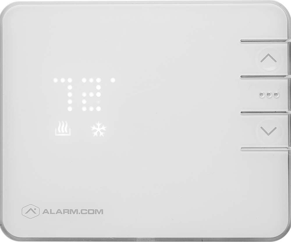 Front view of white thermostat